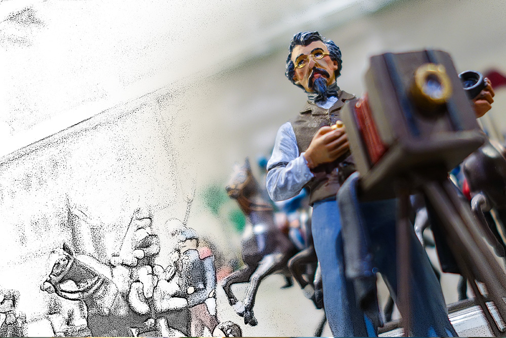 Au plat d'Etain- soldats de plomb - Paris - Magnifique figurine de plomb représentant un photographe avec chambre du début de siècle